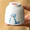 Керамическая жестяная банка для чая с крышкой, расписанная вручную, с изображением кота, керамическая влагостойкая, для хранения чайных принадлежностей, цветочная банка, коробка для хранения