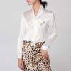 Women's Early Spring Mulberry Silk Satin Blouse with Bow - Long Sleeve