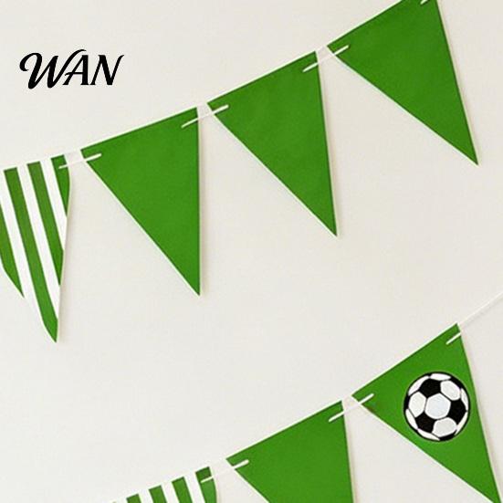 Durable Cardboard Banner Soccer Party Pennant Triangle Flags Balls Garland Sports Theme Reusable Football Hanging Paper Bunting for Fans Home Supplies