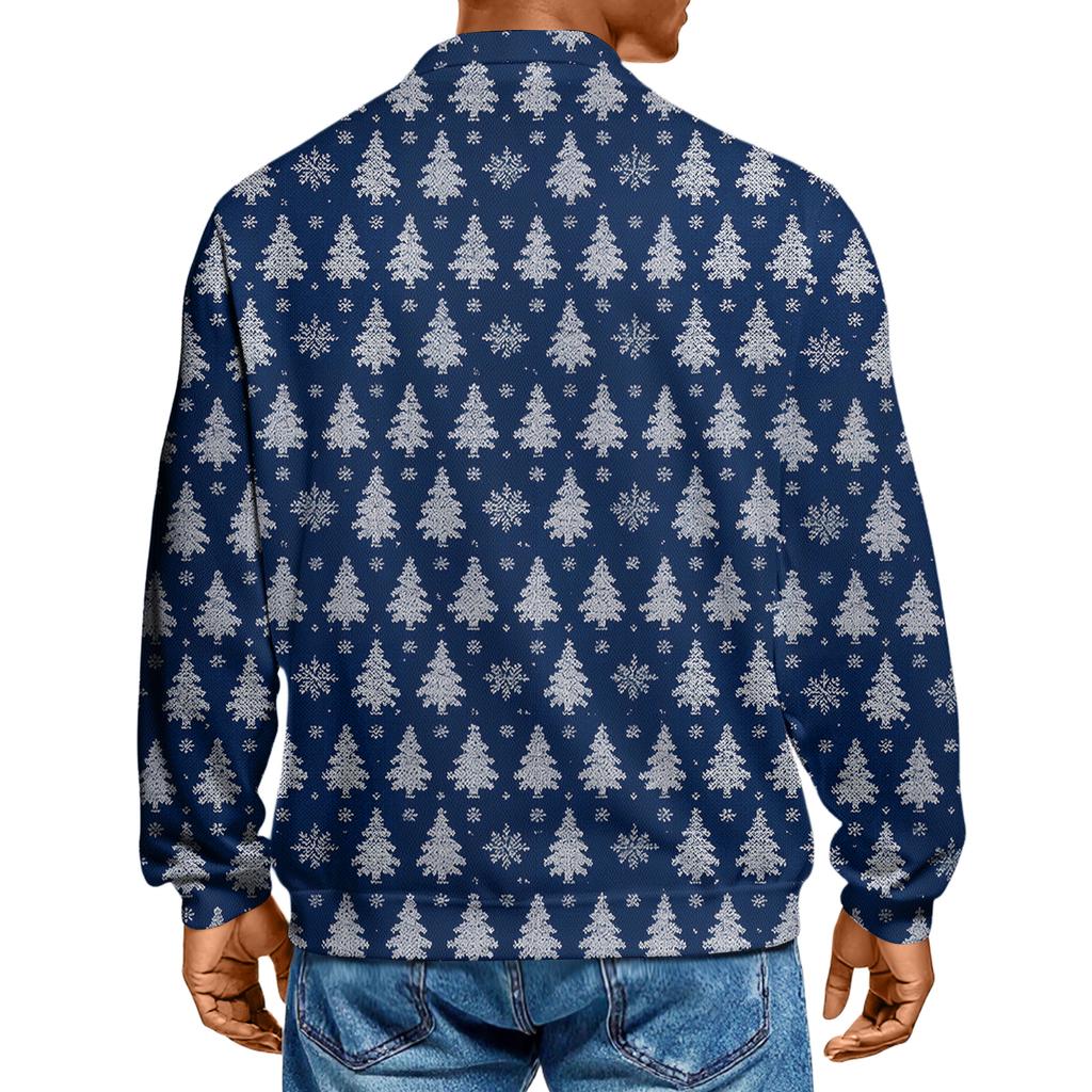 Мужской повседневный трикотажный базовый топ с длинным рукавом и воротником