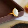 Natural Stone Ring Ethnic Style Adjustable Finger Rings Oval Shaped Gemstone Jewelry for