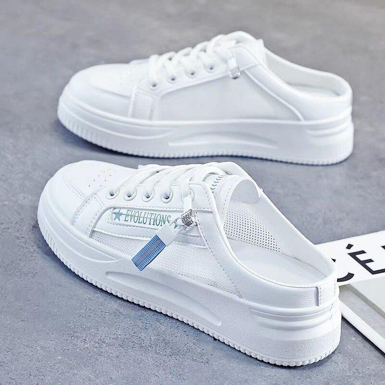 Повседневные спортивные полутапочки с носком, женские летние новые дышащие легкие тапочки с кружевной сеткой, смешанная партия