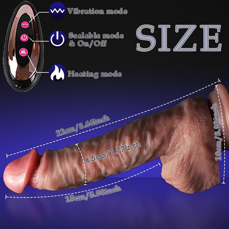 Толстый пенис, 8,66-дюймовый вибратор 4-в-1, 10 мощных вибраций, вращение на 360°, медленный нагрев, дистанционное управление, жидкий силикон, перезаряжаемый, секс-игрушки