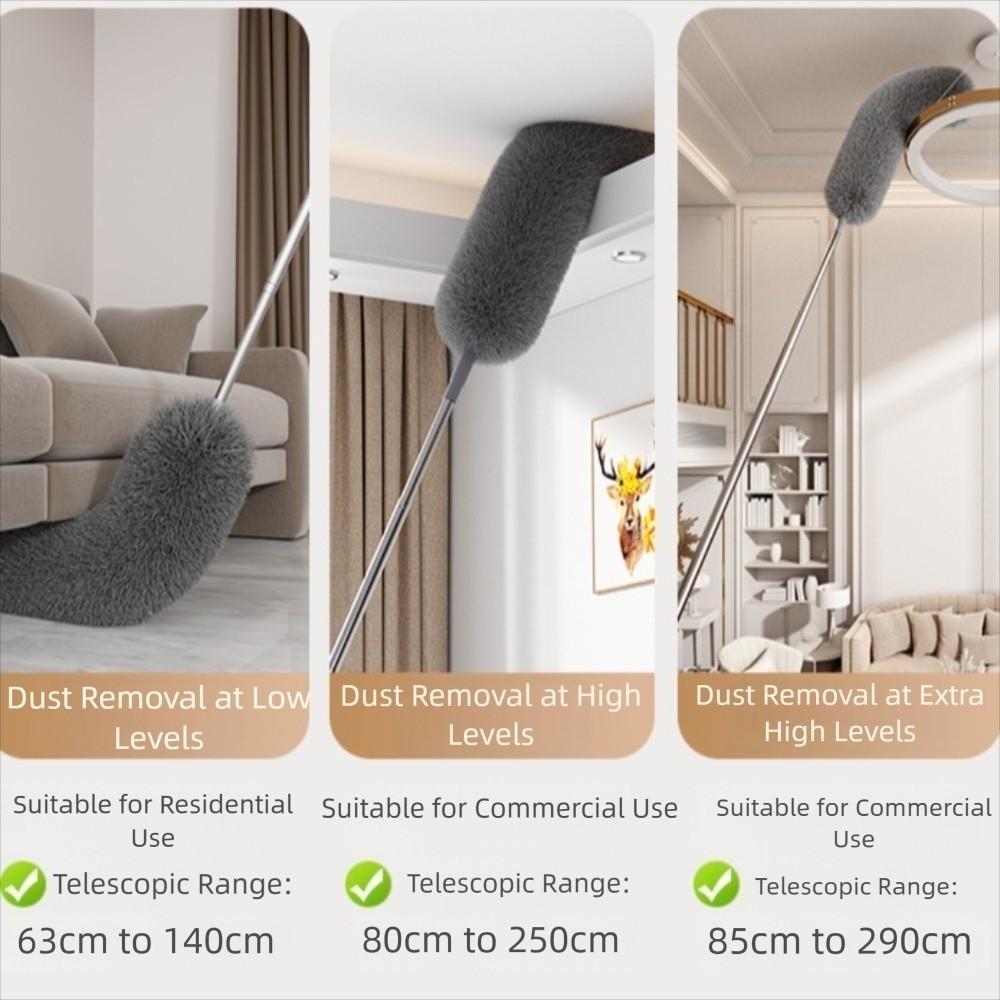 Stainless Steel Handle Flexible Bendable Duster Telescopic Design Microfiber Duster  Household Use