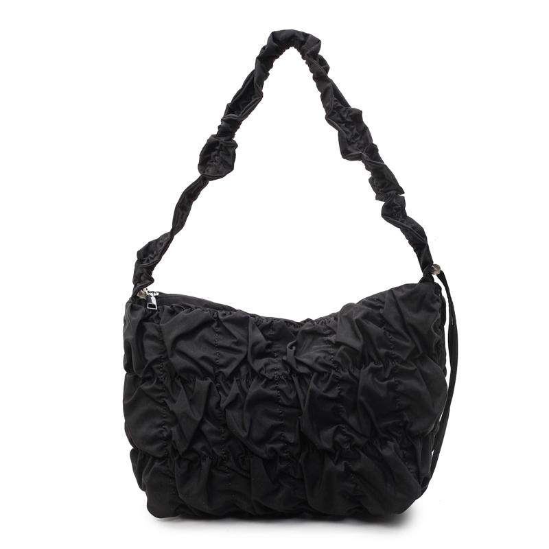 Sense of Luxury High Quality Wrinkles Cloth Shoulder Bags Solid Zipper Popularity Personality Crossbody Bags for Women 2025 New