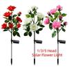 1/3/5 Head Solar Outdoor Garden Lights Decoration Simulation Rose Flower , Decorative Landscape Lighting for Pathway,Garden,Patio,Yard,Lawn,Walkway