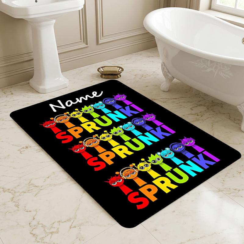 Custom Name Sprunki World Living Room Non-Slip Area Rug Soft Carpet for Bedroom Kids Playroom Sofa Office Home Decor Doormat