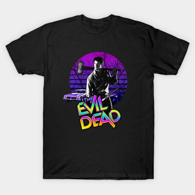Asian Size Cotton Unisex Tshirt Print T-shirt The Evil Dead - Retrowave T-shirt No-Cut Print Regular Fit