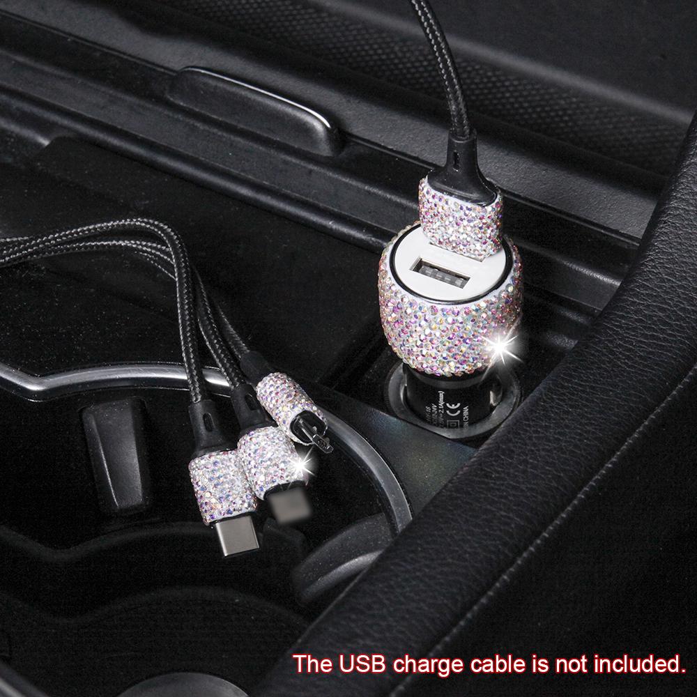 Автомобильное зарядное устройство Bling Diamond Dual USB Автомобильный адаптер Безопасный молоток ручной работы