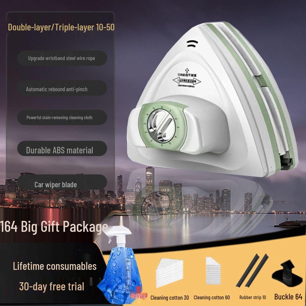 Сильный магнитный трехслойный скребок для мытья стекол для окон высотных зданий