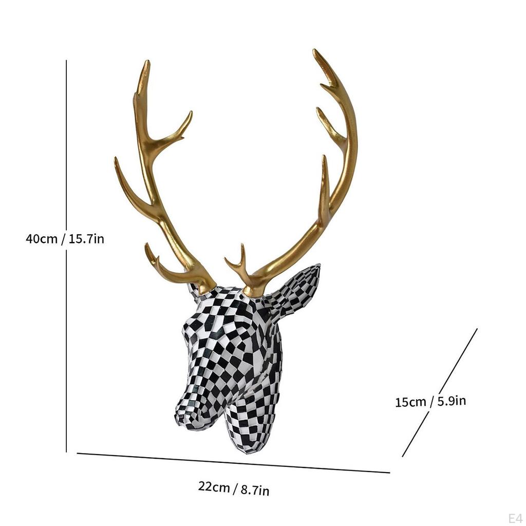 Deer Head Wall Mount Decor Centerpiece Artwork Resin Home Decoration Hanging Ornament Sculpture