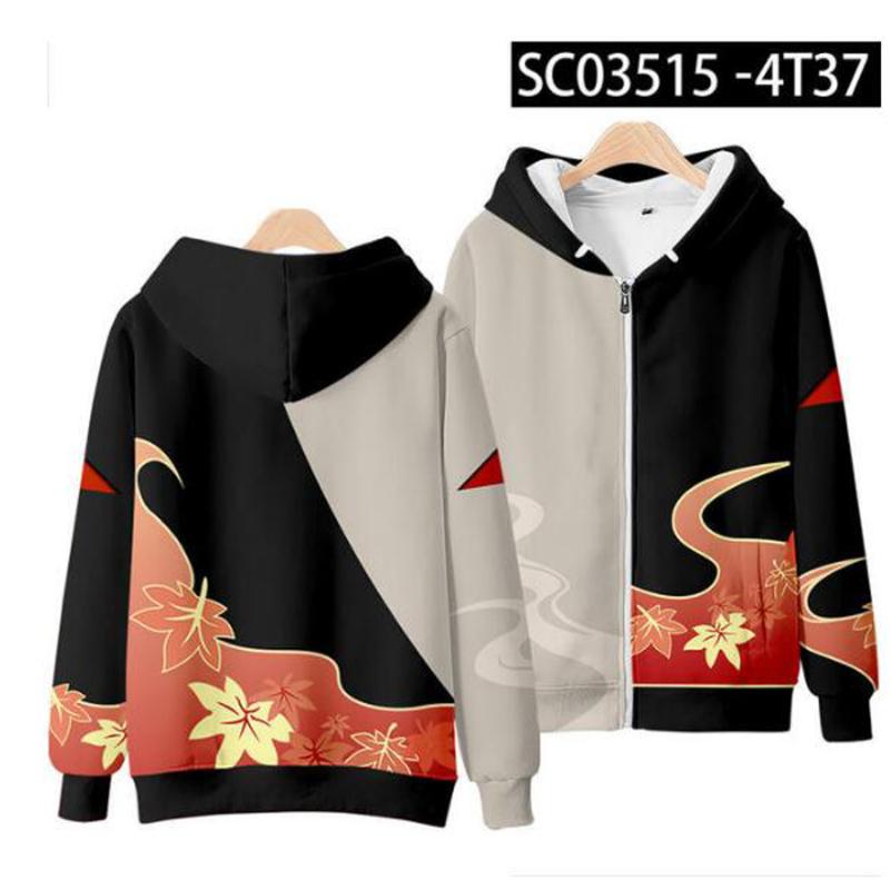 Genshin Impact Kaedehara Kazuha Косплей Костюм Унисекс 3D Толстовка На Молнии Толстовка С Капюшоном Повседневная Спортивная Одежда Уличная Одежда