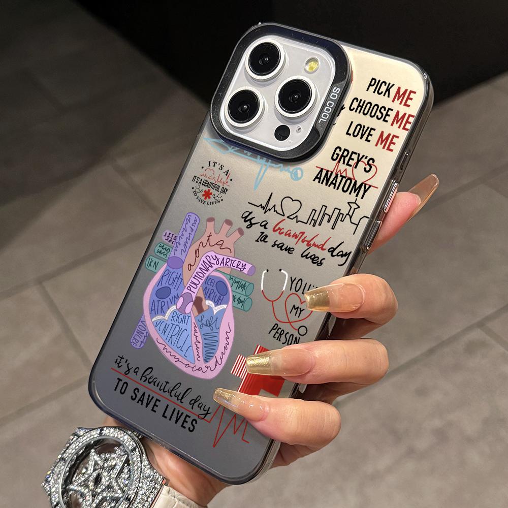 TV Grey's Anatomy Phone Case for iPhone 17 Air 16 16e 15 14 Plus 13 12 11 Pro Max X Xs XR 8 Colorful Silver Hard Cover