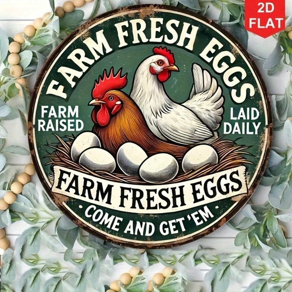Винтажная металлическая табличка Ekul Farm Fresh Eggs Ретро Металлическое настенное украшение для кухни Бара