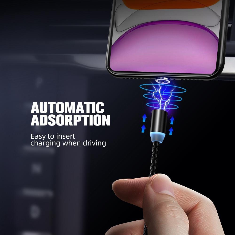 Магнитный USB-кабель 2,4 и кабели Micro USB для быстрой зарядки Тип C Круглый магнитный зарядный шнур на 360 градусов