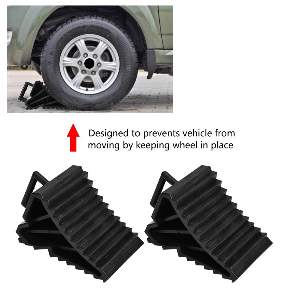 2pcs Car Trailer Wheel Chock Triangular Anti Slip Blocks Parking Wedges Rubber High Strength Car Stopper Wheel Alignment Block