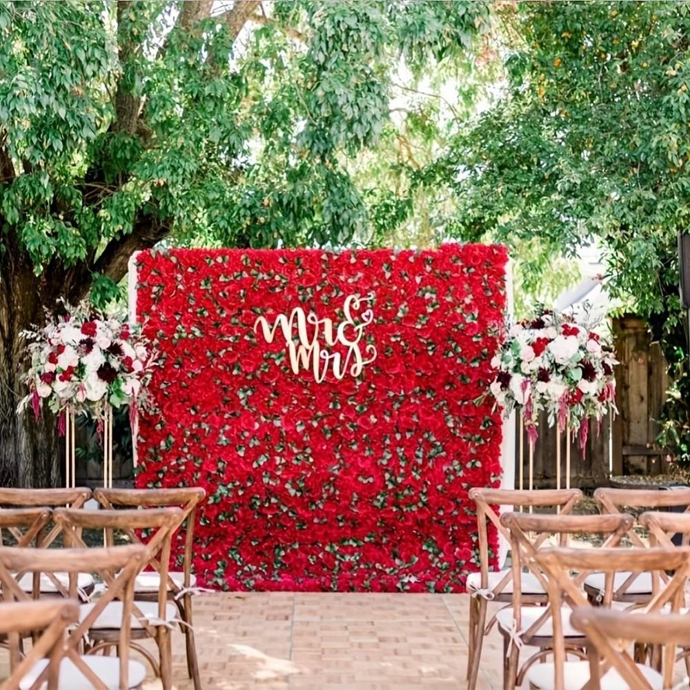 33x33cm Panel Simulation Flower Wall 3D Rose Artificial Flower Backdrop  Outdoor Event