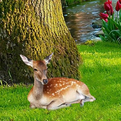 Знак Sika Deer Yard 2D акриловый реалистичный олень садовый столб для уличных газонов дорожки фигурка животного для домашнего офиса патио декор