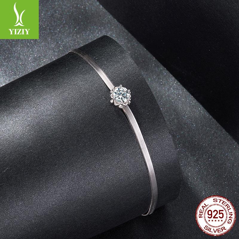 50 Points Moissanite Romantic Flower Bud Bracelet, Light Luxury And High-End S925 Sterling Silver Bracelet Jewelry.