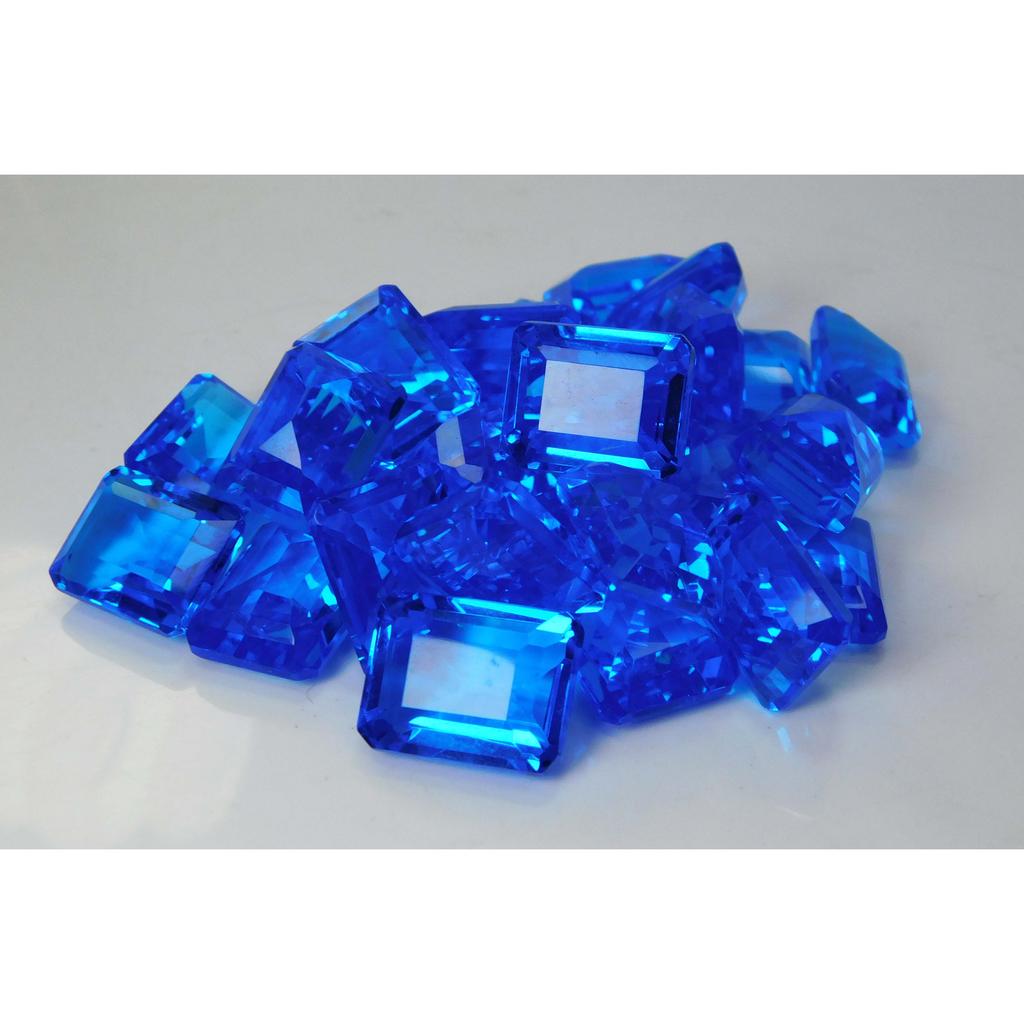 100 Ct Topaz Mix Shape Blue Lab-Created Big Loose Gemstones AA+++ Lot
