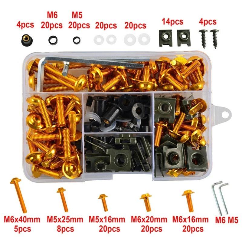 177 шт. Комплект болтов для обтекателя ветрового стекла мотоцикла, украшение кузова автомобиля