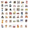 50PCS Cute Cat Stickers Waterproof Funny Cats Decals for Water Bottle Laptop Skateboard Scrapbook Luggage Kids Toys
