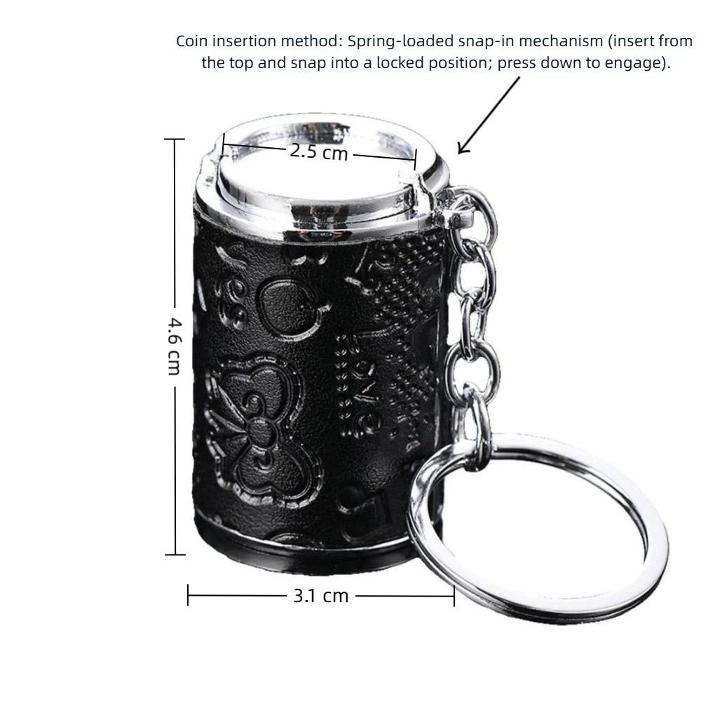 with Snap Closure Coin-holding Jar Keychain Press-type Coin Holder for Supermarket Cashier