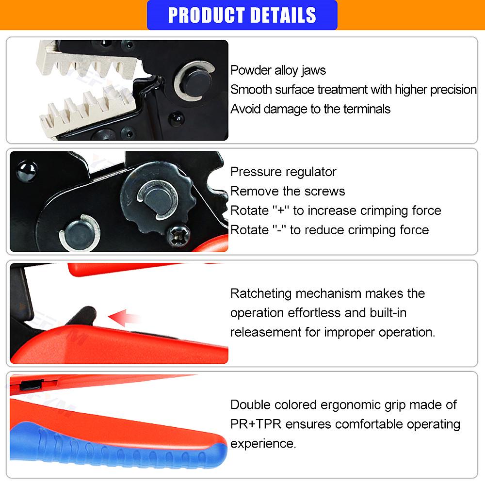 Клещи обжимные SN-48BS(=СН-48Б+СН-28Б) Больше зажимов для 2,8 4,8 6,3 VH3.96/трубных/изоляционных клемм, электрический зажим, минимальный набор инструментов
