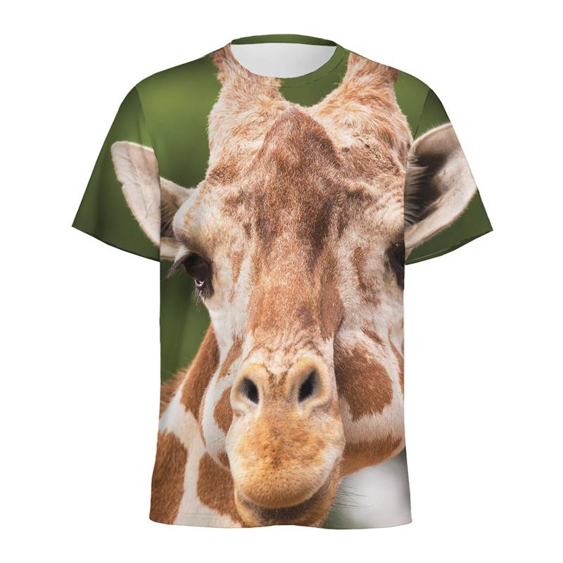 Cute Giraffe Pattern T Shirt Men Women Animal 3D Printed T-Shirts Summer Fashion Round Neck Street Oversized Short Sleeve Tees
