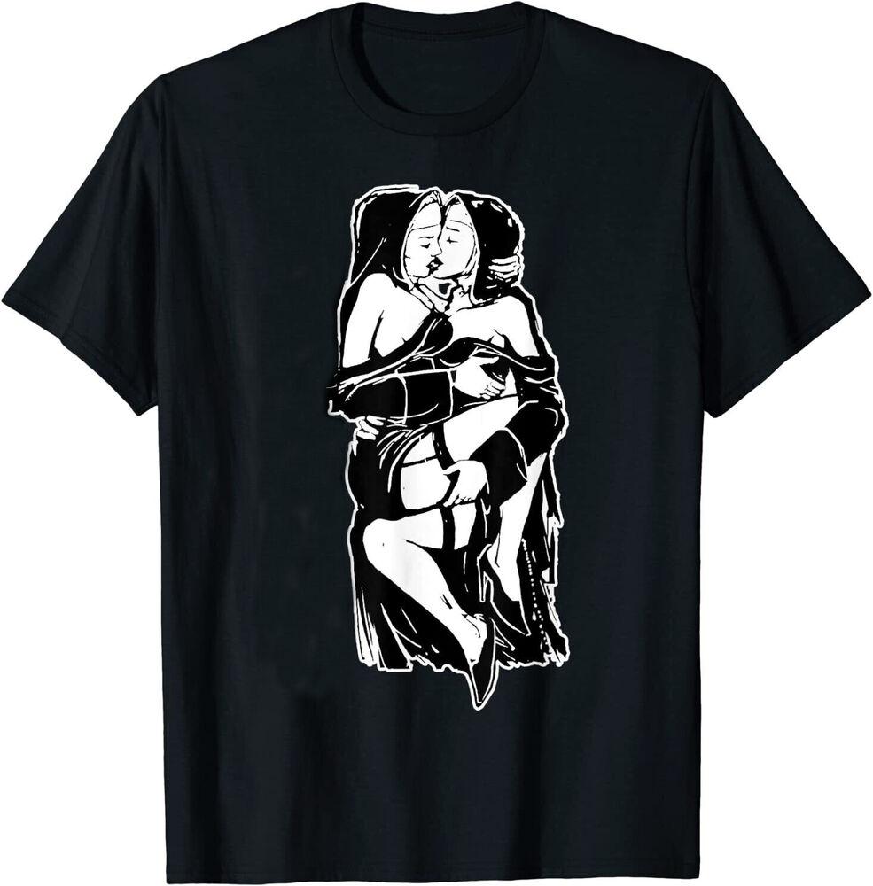 Сексуальная Дерзкая Монашка Черная Футболка Размер S-5XL Унисекс Футболка
