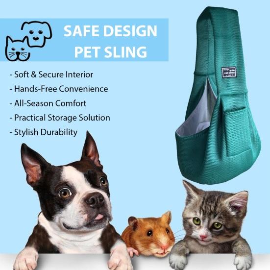 Pet Carrier Sling Breathable Crossbody Bag Puppy Carrier Purse Hand-Free Dog Sling Carrier with Storage Pockets for Small Dogs Cats