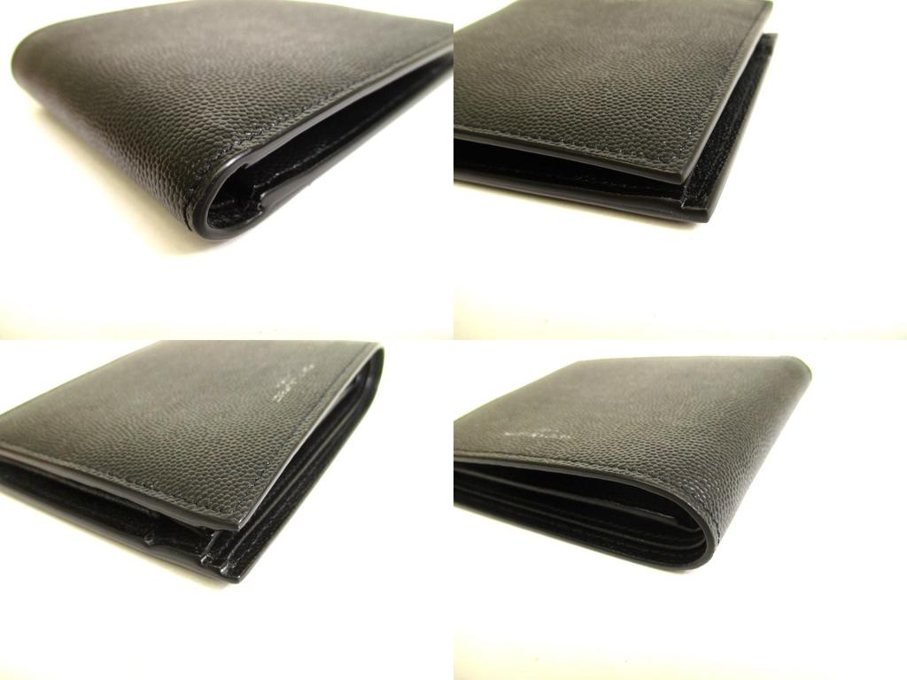 Authentic Saint Laurent Paris YSL Black Leather Bifold Wallet Compact Wallet #9784 Refurbished