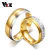 Свадебное кольцо Vnox для женщин / мужчин, золотого цвета, для пары, из нержавеющей стали, украшение для влюбленных, подарок на годовщину, размер США