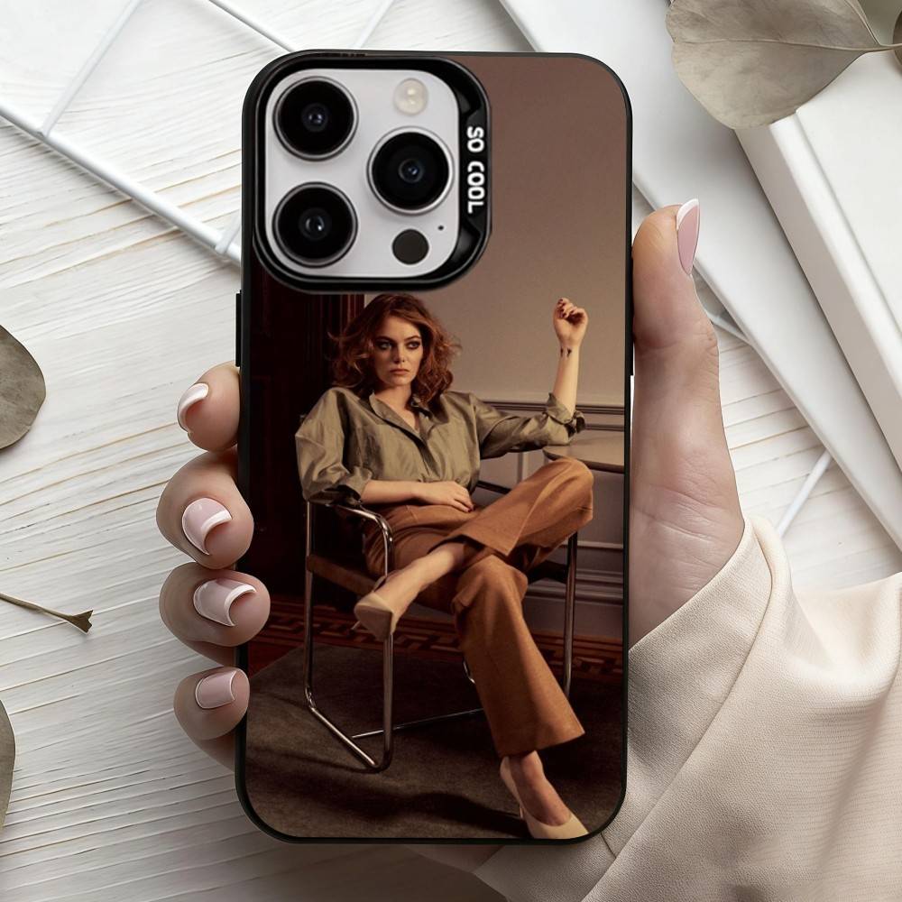 Обладательница Оскара Э-Эмма С-Стоун Чехол для телефона для iPhone17,16,15,14,13,12,11 Plus,Pro Max Конфетный Серебряный Покрытие Внутри Чехол