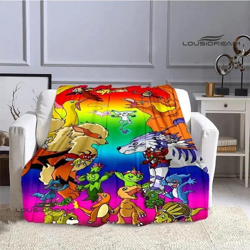 Одеяло с мультяшным принтом Digimon, теплое одеяло с фланцем, одеяло для пикника, домашнее дорожное одеяло, подкладка для кровати, подарок на день рождения