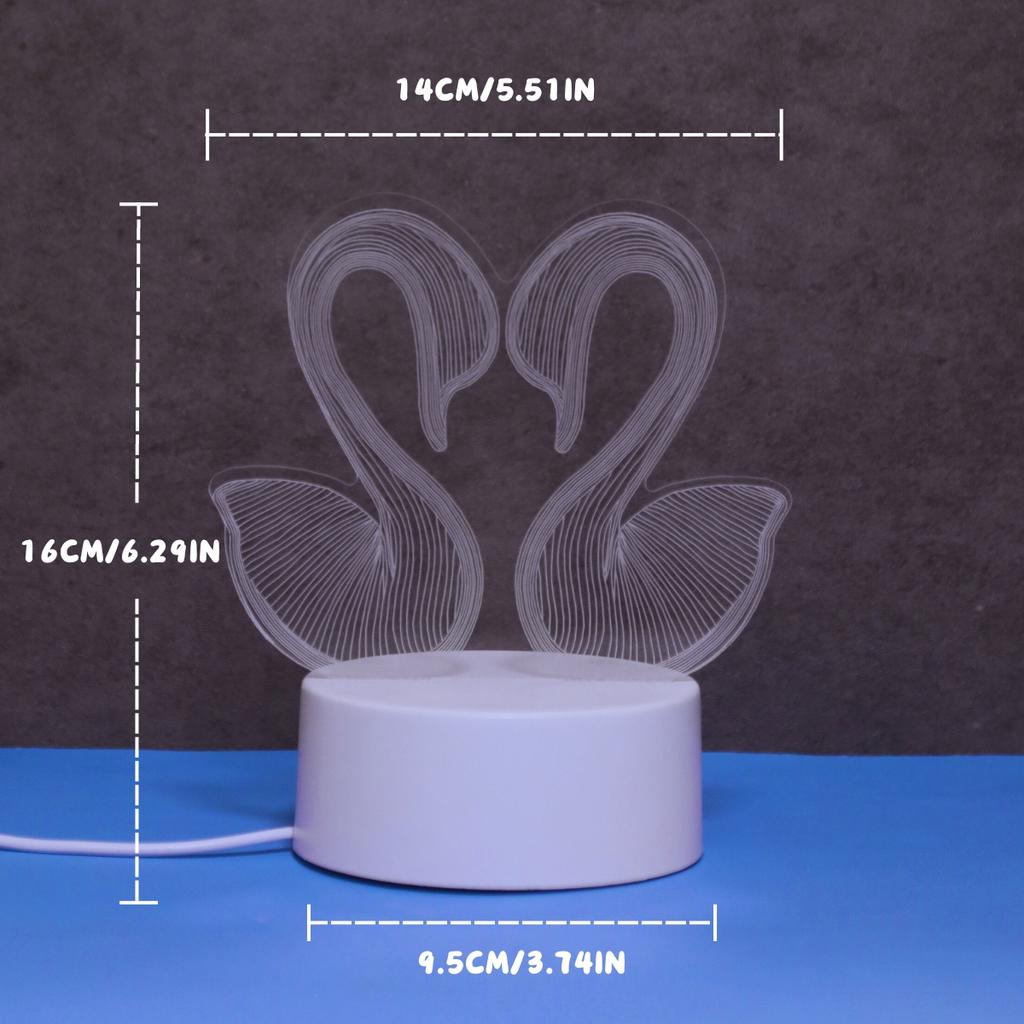 1 шт. 3D ночник в виде лебедя, USB монохромная розовая настольная лампа, рождественский подарочный светильник, украшение для дома, спальни, атмосферный светильник