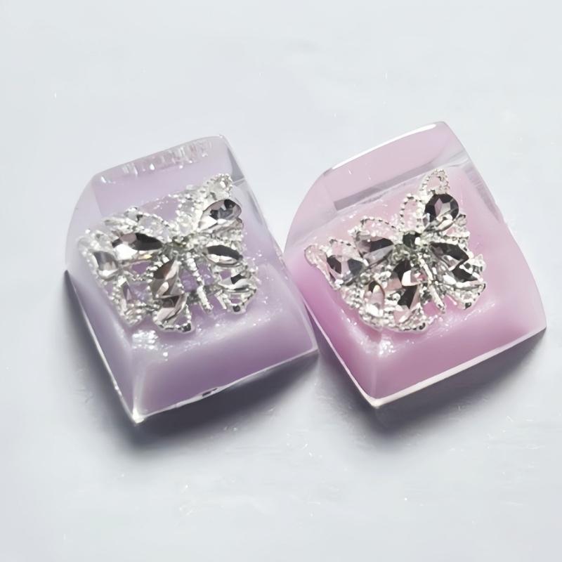 DIY Resin Mechanical Keypad Keycap Butterfly Cartoon Pattern Height Translucent Keycap for Mechanical Keypad Accessories