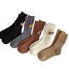 Luxury Women Socks Designer Brand Wool Cashmere Solid Thick Pile Socks Embroidered Logo Mid-Calf Casual Snow Boot Socks