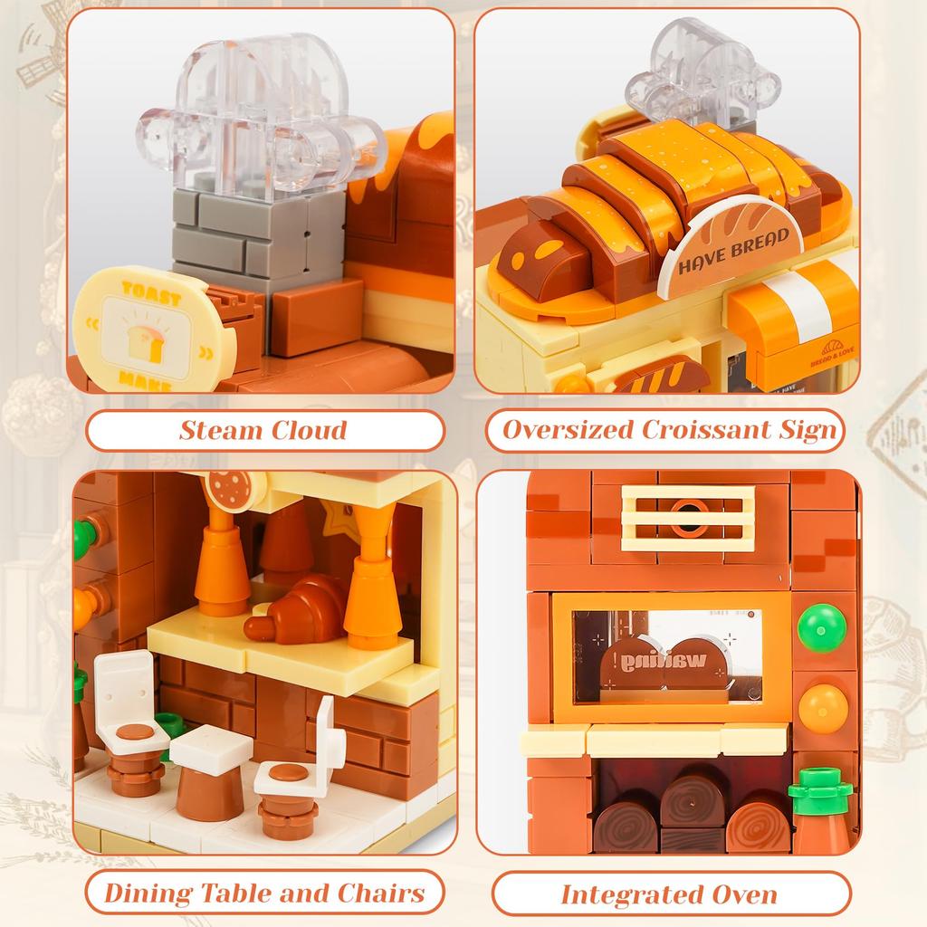 Oichy Blocks Cute Shop Toy Block Set with Shiba and Cafe Creative Assembly Perfect Gift for Kids and or any Inu, Sweets, Bakery, Designs, Shop,