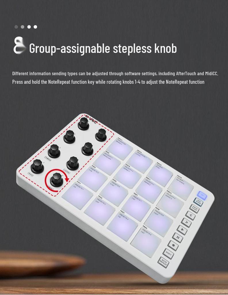 RGB Backlit MIDI Controller Drum Pads with Mixer and Rhythm Keyboard
