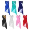 Kids Girls Lyrical Modern Contemporary Dance Dress Leotard Irregular Hem Hollow Back Dress