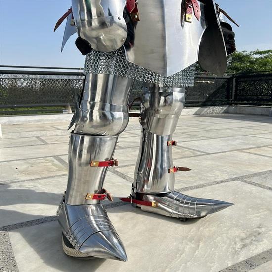 Handmade Polished Steel Knight Armor Suit with Helmet  Medieval Reenactment Display