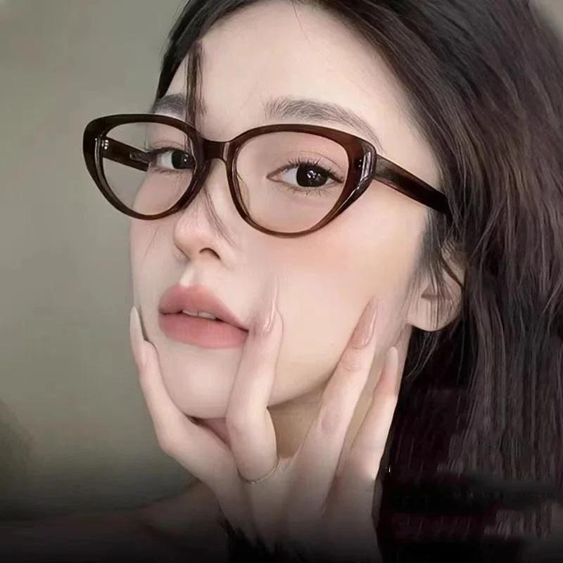 Retro Anti Blue Light Transparent Glasses Personalized Cat Eye Presbyopia Glasses Large Frame High-Definition Reading Glasses