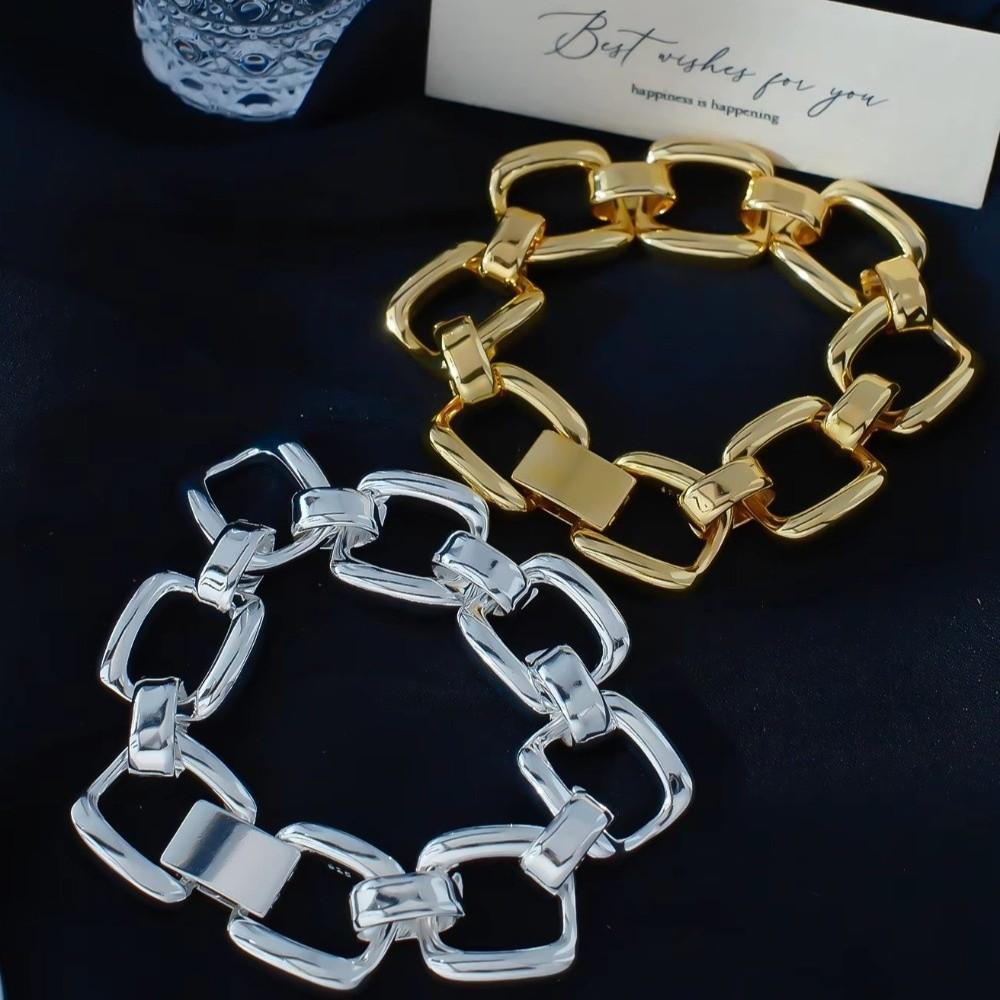 Chunky Chain Chain Bangle Geometric Hollow Hand Jewelry Fashion Statement Wristwear Women Jewelry