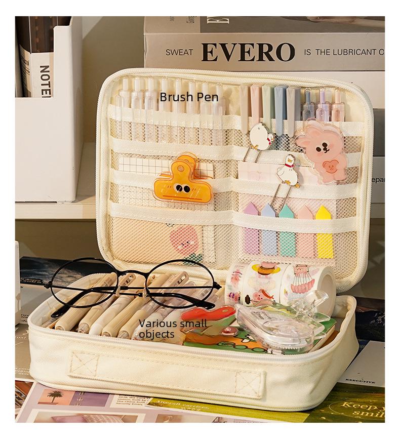 Синий Фруктовый Прозрачный Гигантский Пенал в Японском Стиле - Портативный Органайзер для Школьных Канцелярских Принадлежностей