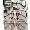 3 шт. Оверсайз квадратные очки для близорукости Женские Мужские Модные Блокирующие Синий Свет Рецептурные Оптические Очки для Близорукости