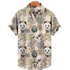 Vintage Men's Shirt Panda Pattern 3D Print Men's Clothing Summer Casual Hawaii Beach Hawaiian Harajuku Fashion Holiday Shirt