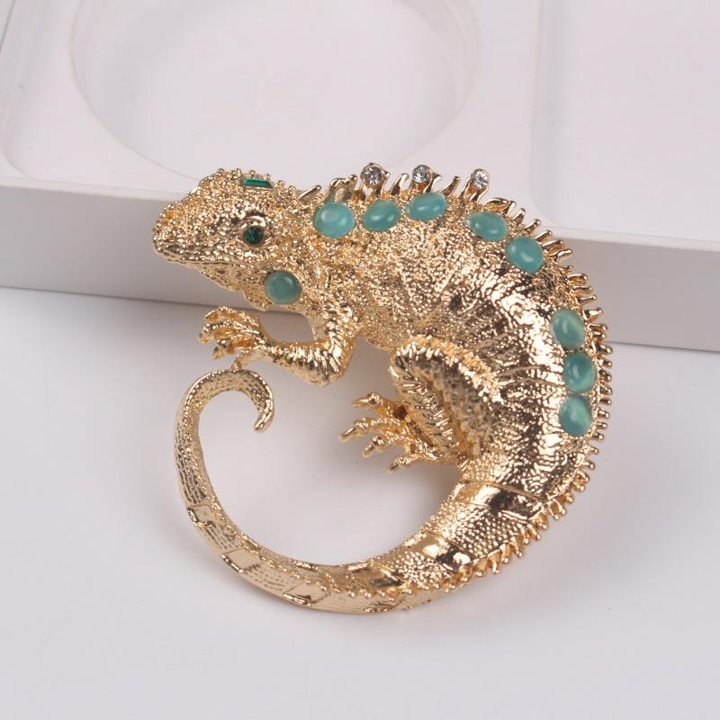 Vintage Animal Brooch Rhinestone Personality Lizard Brooch With Accessories Chameleon Brooch