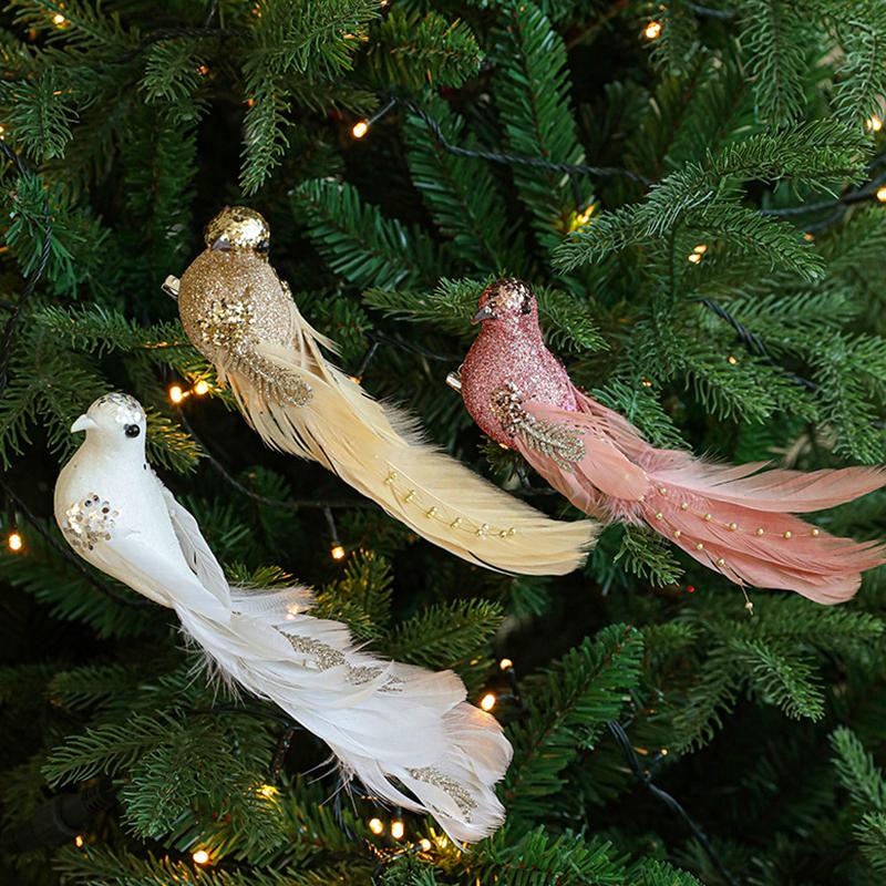 1 шт/2 шт рождественские птицы красочные елочные украшения подвеска реалистичные ручной работы
