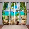 Natural Scenery Landscape Seascape Seagull Window Curtains Blinds For Living Room Bedroom Bathroom Kicthen Door Home Decor2Pcs